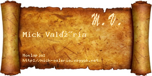 Mick Valéria névjegykártya